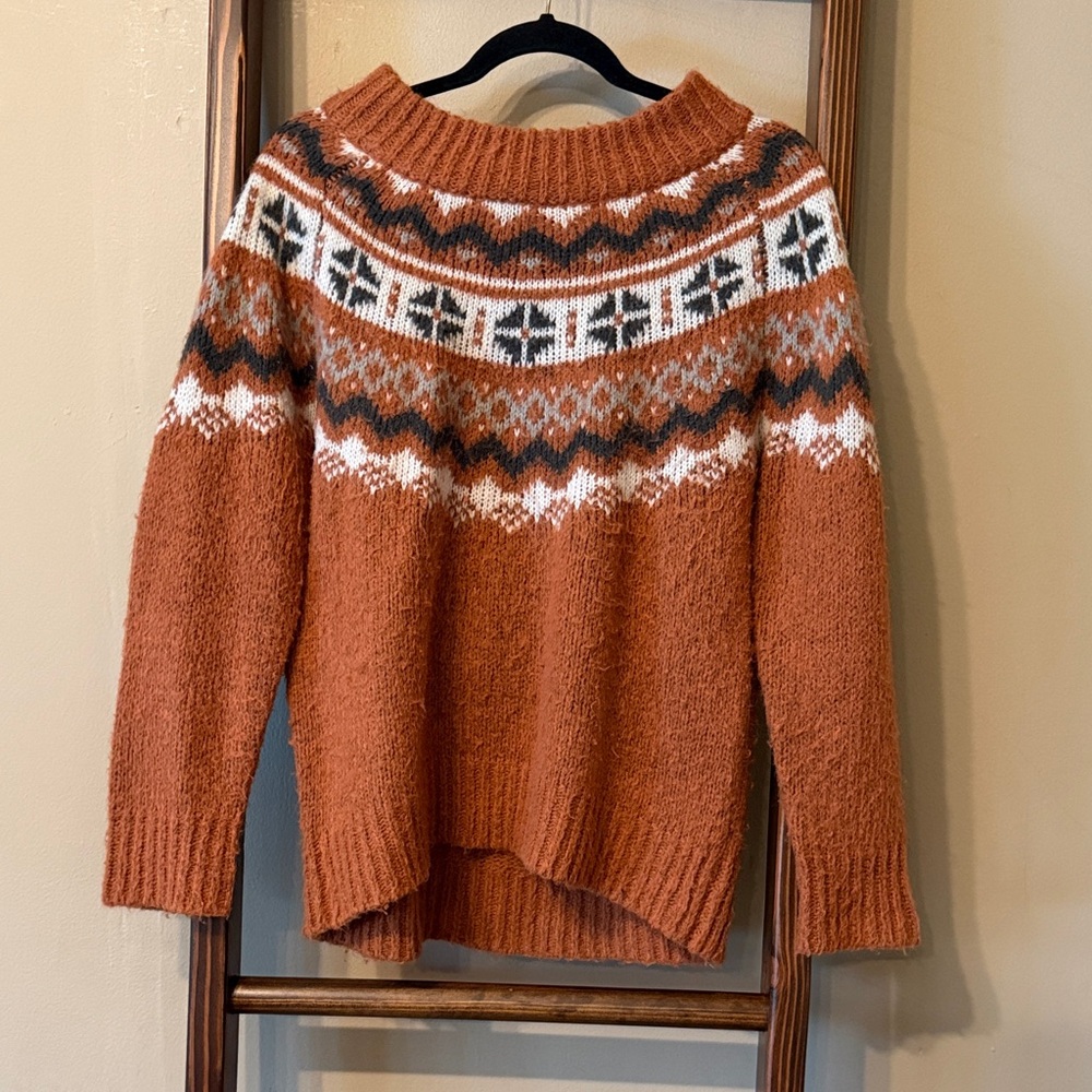 Aerie Terracotta Patterned Women's Sweater
